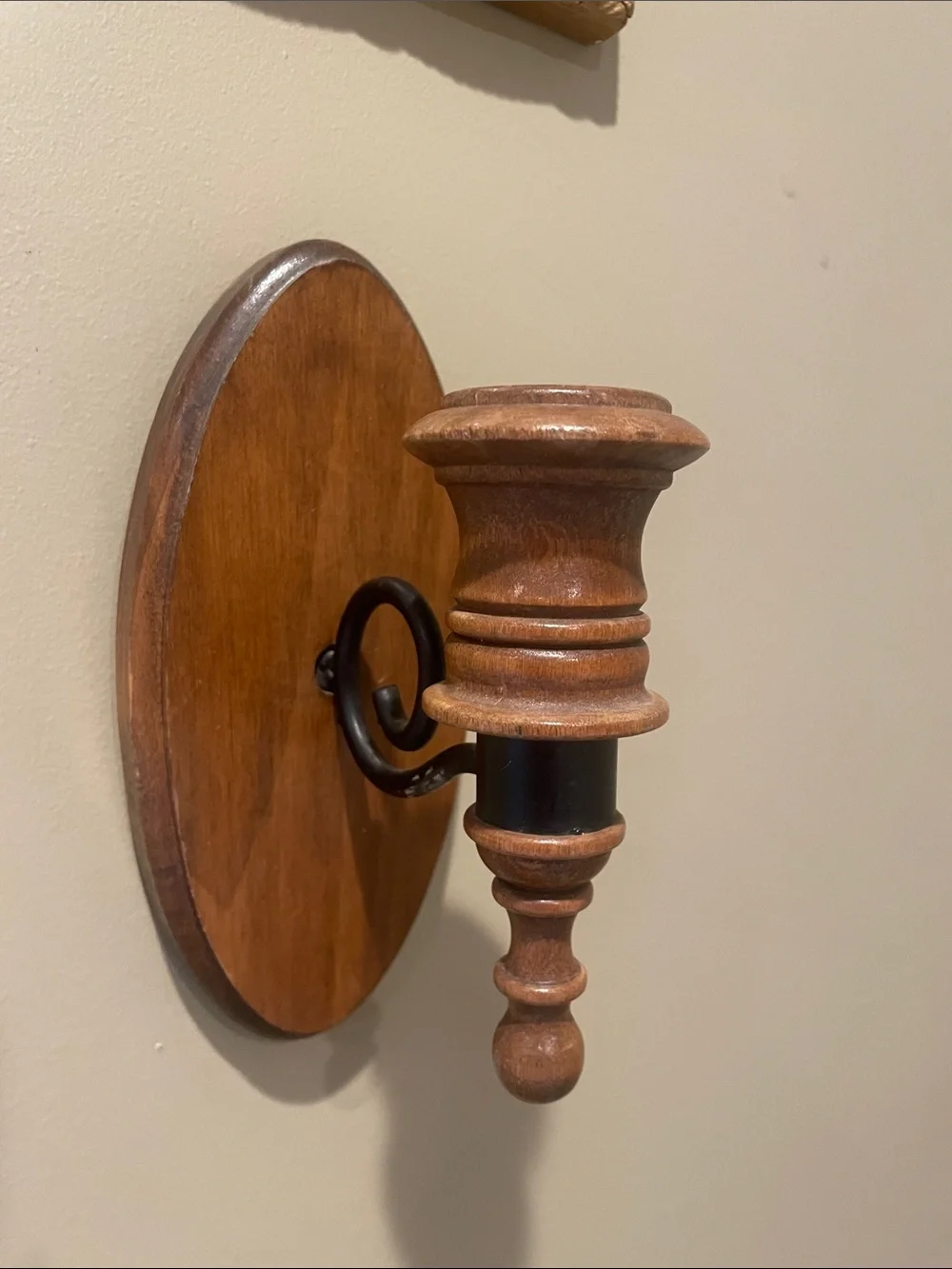 Wooden wall sconce - single taper candle holder